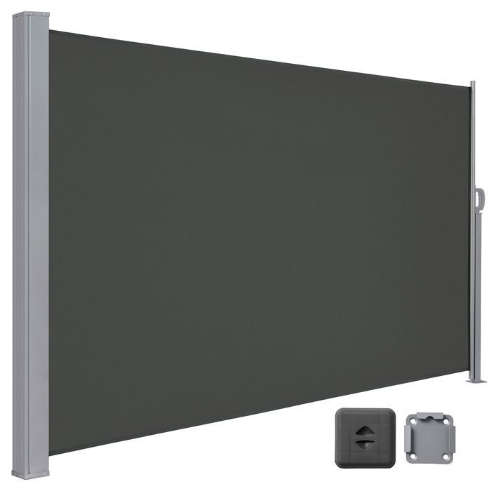 Store Latéral 160 x 400 cm, Brise-Vue Rétractable, Auvent extérieur, Résistant aux Intempéries, pour Jardin, Terrasse,Gris foncé