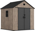 Hoggar Abri de jardin en résine 5,02 m² Oak O50 - Sol inclus - Fenêtre latérale - Aspect bois premium - Double porte large - Protection UV et imperméable - Fermeture par goupille - aérations