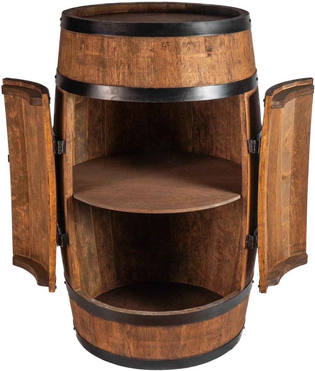 CREATIVE COOPER Tonneau à vin avec Porte - Armoire à Alcool - Étagère à Bouteilles en Bois - Baril en Bois - Vin Rack - Wineregal - Bar à vin - Baril avec Porte - minibar de 80 cm (wengé)