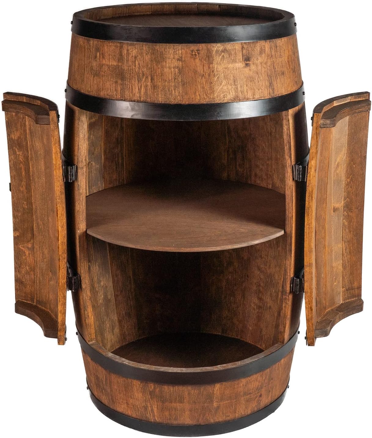 CREATIVE COOPER Tonneau à vin avec Porte - Armoire à Alcool - Étagère à Bouteilles en Bois - Baril en Bois - Vin Rack - Wineregal - Bar à vin - Baril avec Porte - minibar de 80 cm (wengé)