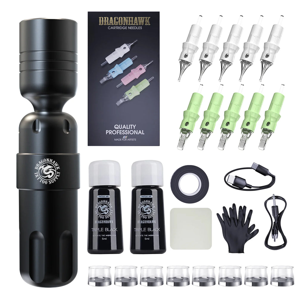 Kit de Máquina de Tatuaje Inalámbrica Dragonhawk S8 con Carrera de 3.5MM