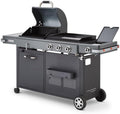 - Barbecue Bi-Energy Gun Metal XL - Barbecue Charbon et Plancha 60 x 42 cm à gaz avec brûleur latéral -12,95 KW