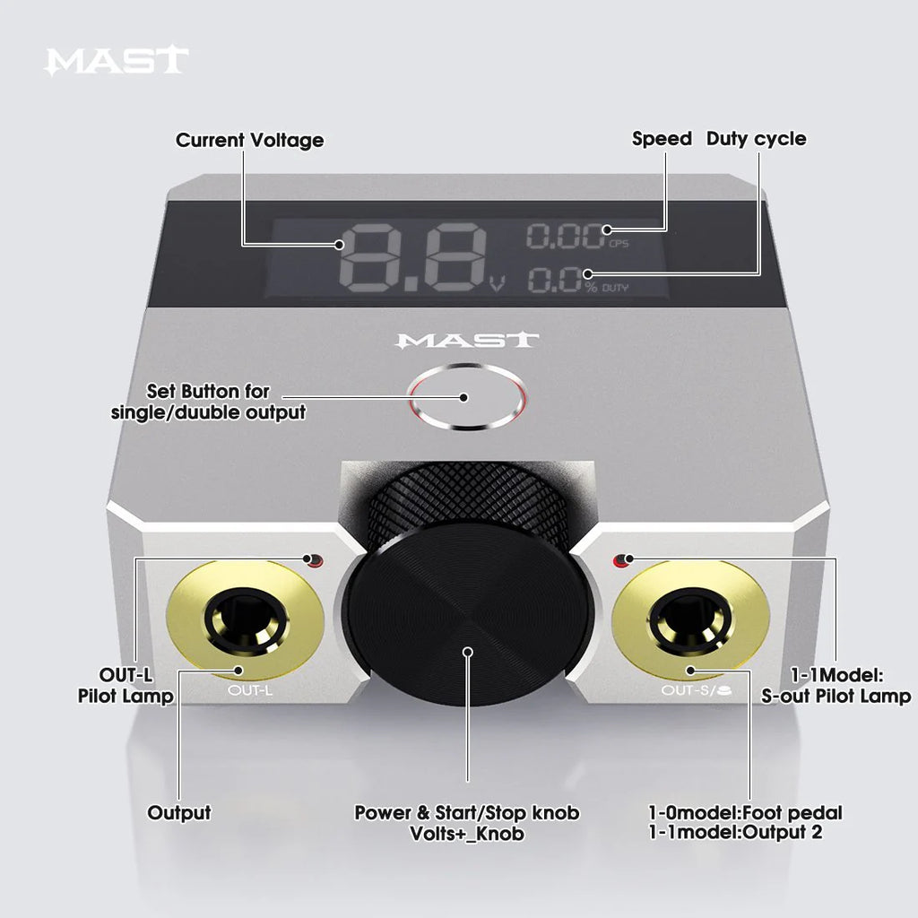 Fuente de Alimentación Mast Skate de Modo Dual con Función de Arranque para Tatuadores