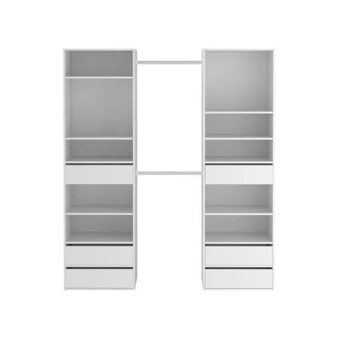 Kit Dressing 2 Colonnes 2 Penderies 6 Tiroirs Décor Blanc L 177 X P 48 H 200,2 Cm Combi Kit dressing