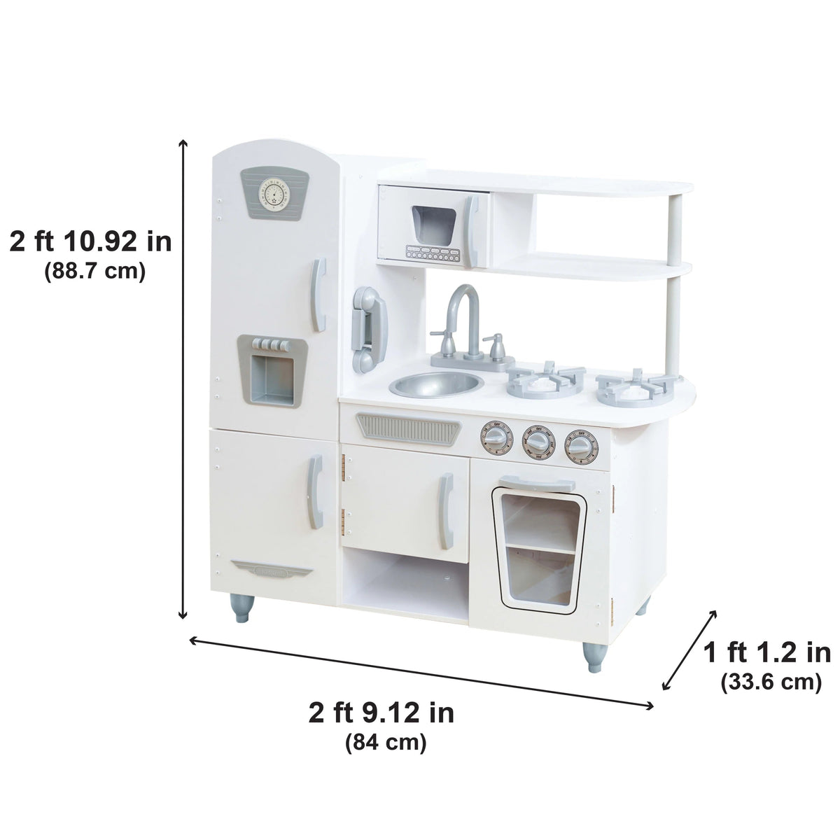 Cocina de Juguete KidKraft Vintage de Madera Blanca con Fabricador de Hielo y Teléfono de Juguete