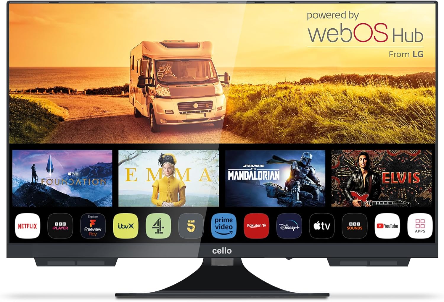 C2224WS Trav 22" Zoll Smart Full HD 12V Camping Reise TV Rahmenlos Triple Tuner Bluetooth WebOS by Pitch Perfect Lautsprecher Wohnmobil LKW Boot [2024]