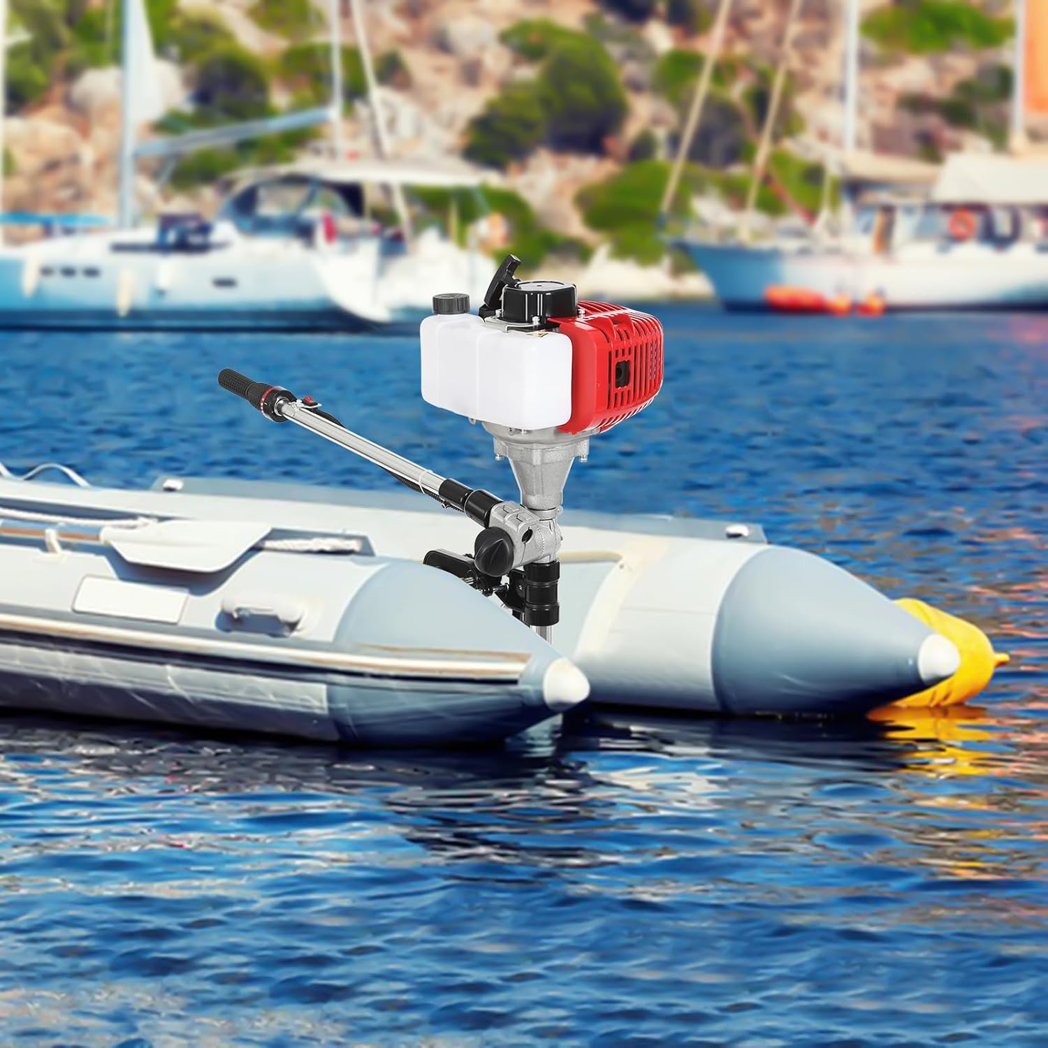 Moteur hors-bord, 4 temps 6 ch, moteur pour bateau à essence, 63 cm³. Refroidi par air. Moteur hors-bord pour bateaux gonflables, bateaux de pêche, kayaks de pêche