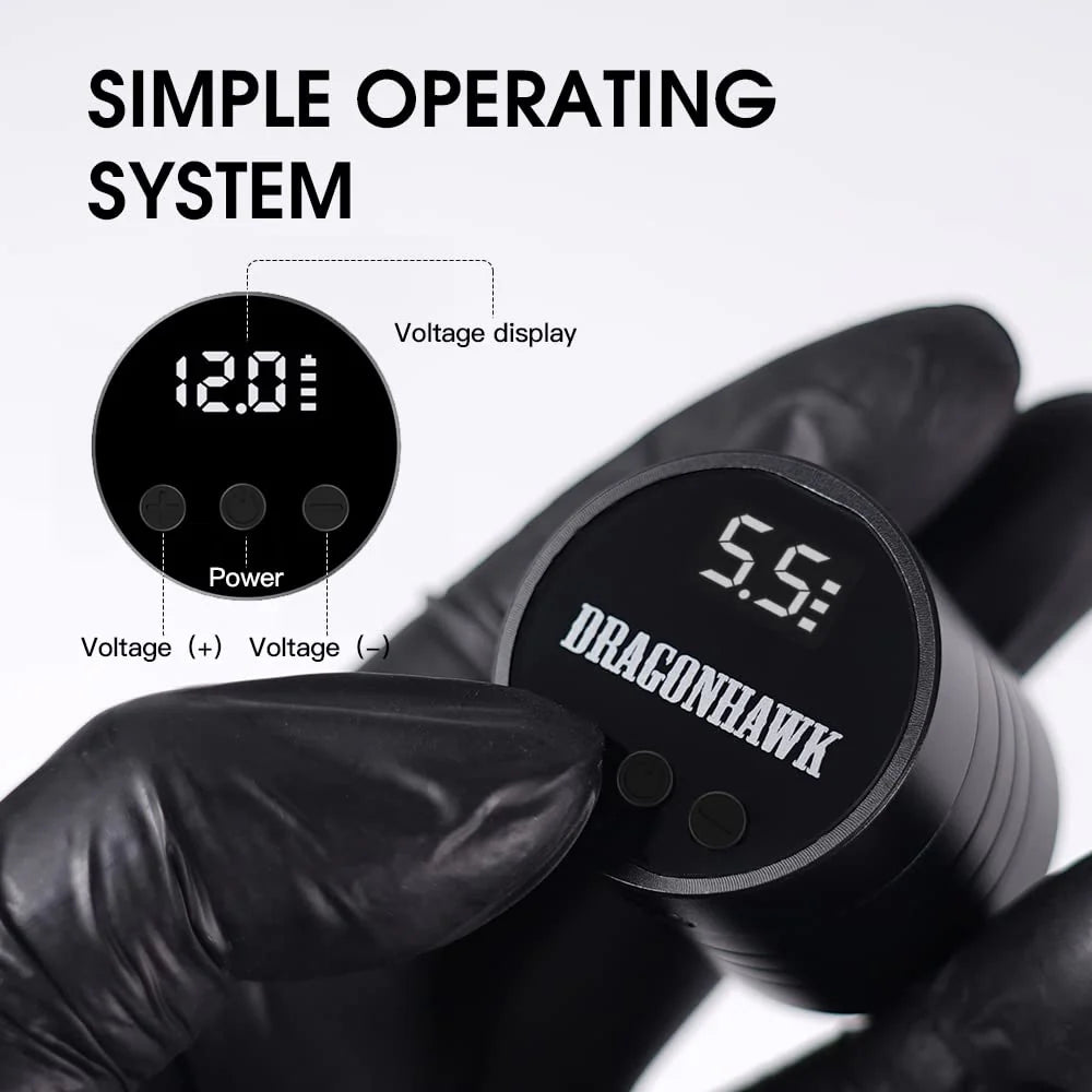 Dragonhawk S6 Pro Pluma de Tatuaje con Kit de Baterías Inalámbricas
