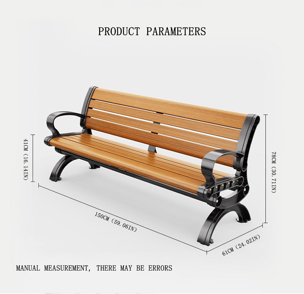HZEPDVT Banc de Jardin en Aluminium for Trois Personnes avec Dossier et accoudoirs, résistant aux intempéries et à la Rouille, Banc de terrasse à Lattes métalliques