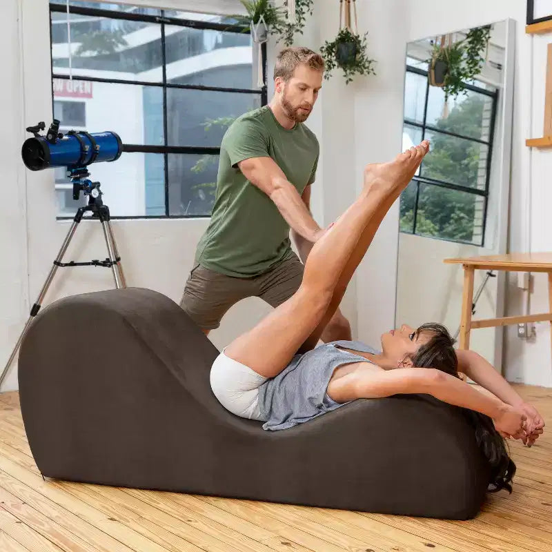 Avana Sleek Chaise Lounge for Yoga - Made in The USA - Great for Stretching, Relaxation, Exercise & More, 60D x 18W x 26H Inch, Light Grey