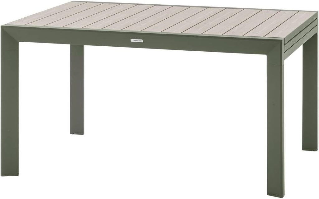 Hespéride - Table de Jardin Extensible Evasion Beige - 10 Places - Aluminium Antirouille Aluminium Effet Bois - Rallonge Coulissante