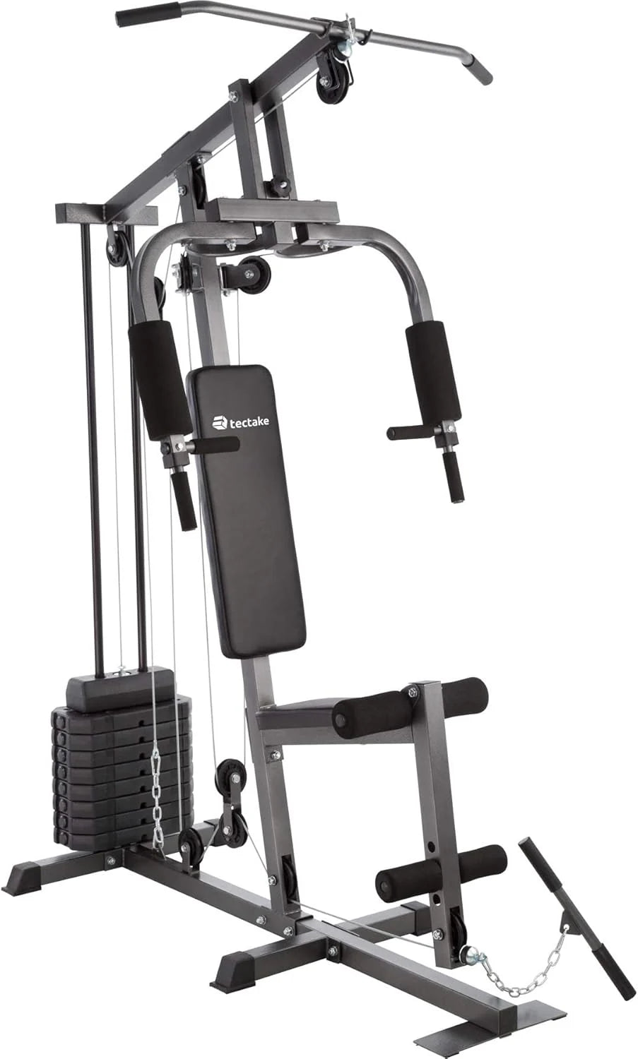 Tectake station musculation complète, cage traction, papillon, jambes, maison
