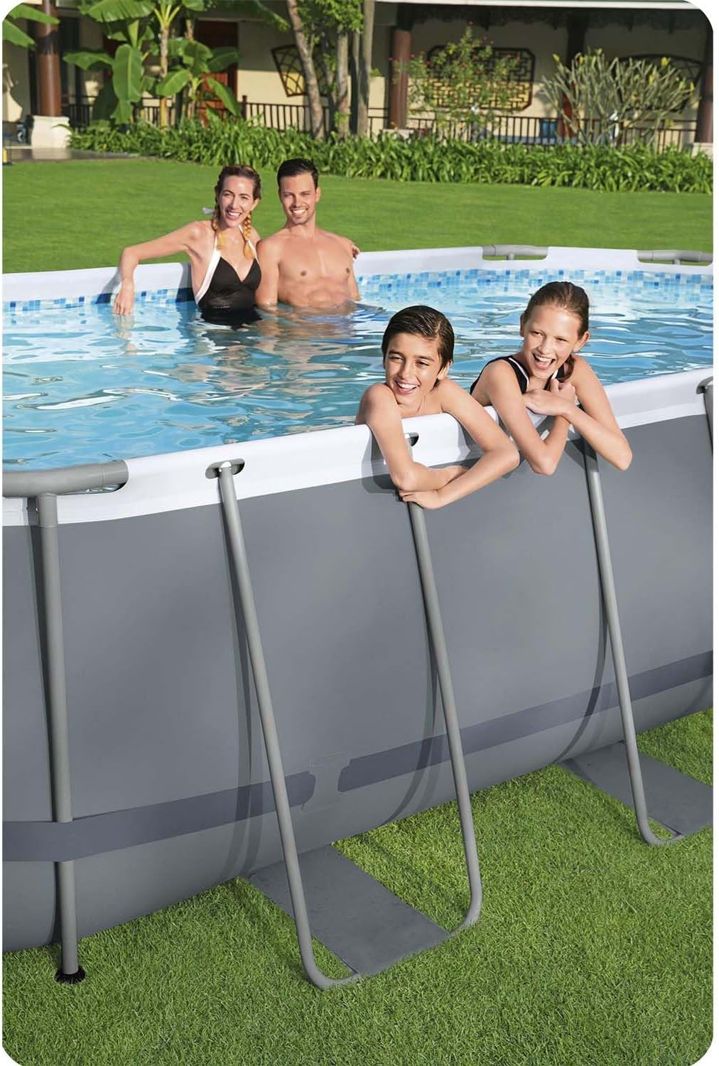 Bestway Power Steel 56088 Kit piscine avec pompe filtrante Gris ovale Bleu 427 x 250 x 100 cm