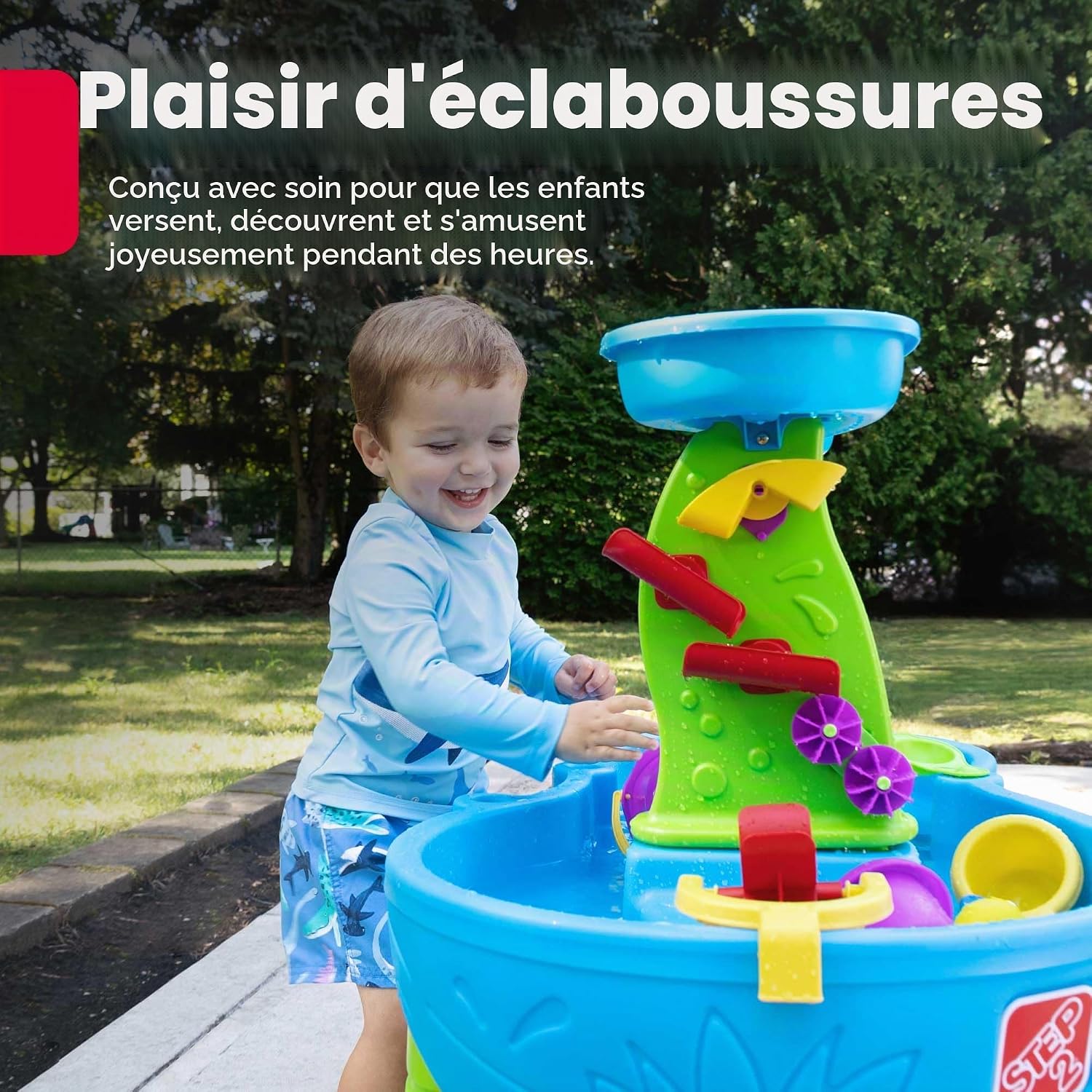 Step2 Rain Shower Splash Table d'eau avec 13 Accessoires - Bleu & Vert | Jeu extérieur Aquatique | Activité pour Le Jardin