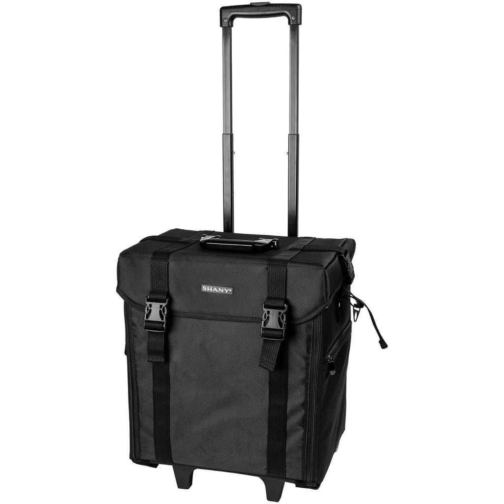 Maletín Cosmético de Vinilo Negro Azabache con Ruedas – Bolso de Viaje para Maquillaje