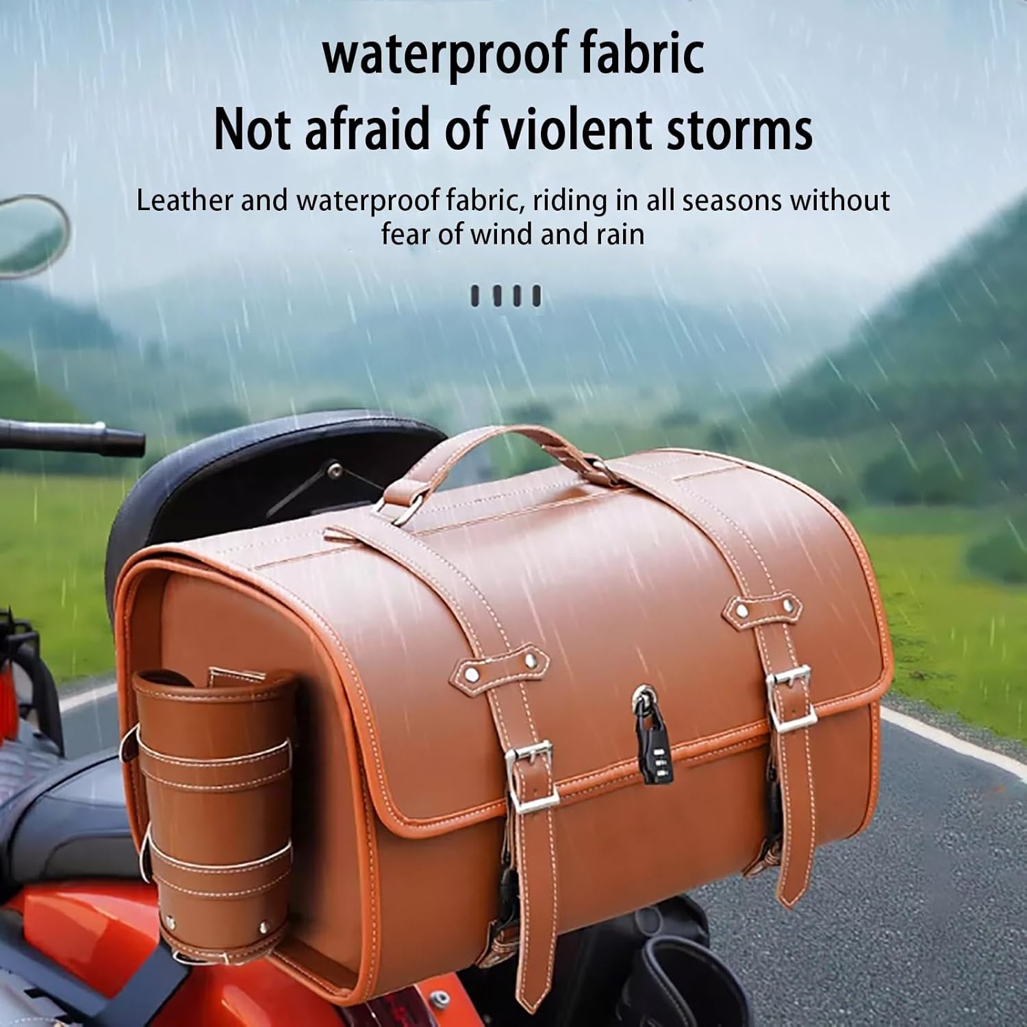 Top case de moto rétro, coffre universel épais et étanche, coffre de voyage avec serrure à combinaison de sécurité et poignée de transport, valise de rangement pour casque de moto, aspect élégant ( Co