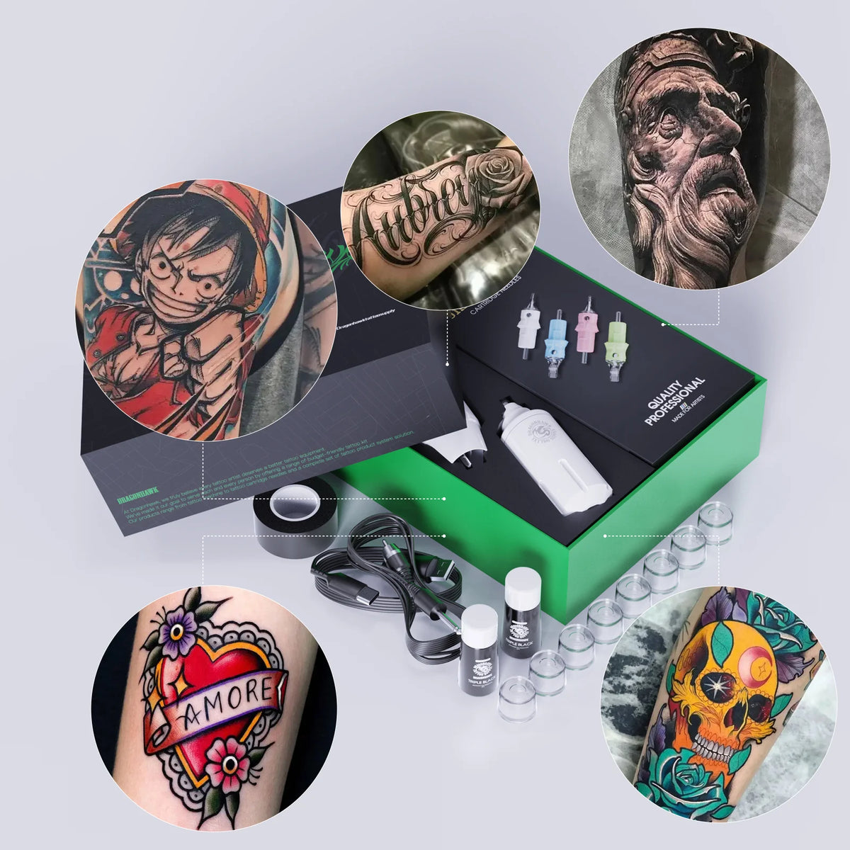 Kit de Inicio Dragonhawk S1 Máquina de Tatuaje en Forma de Bolígrafo
