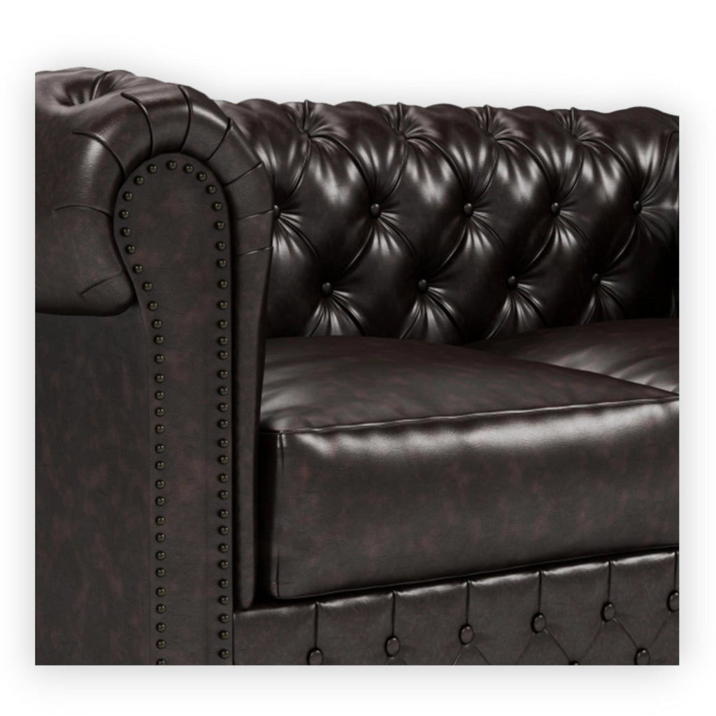 Nismaaya Camryn Traditional Chesterfield 2 Seater Sofas Dark Brown