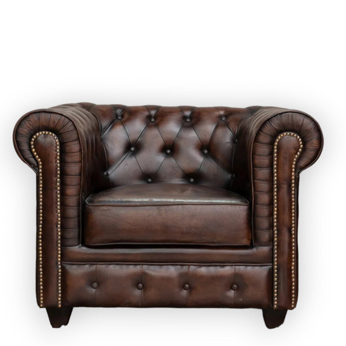 Nismaaya Campos Traditional Chesterfield Leather 1 Seater Sofa