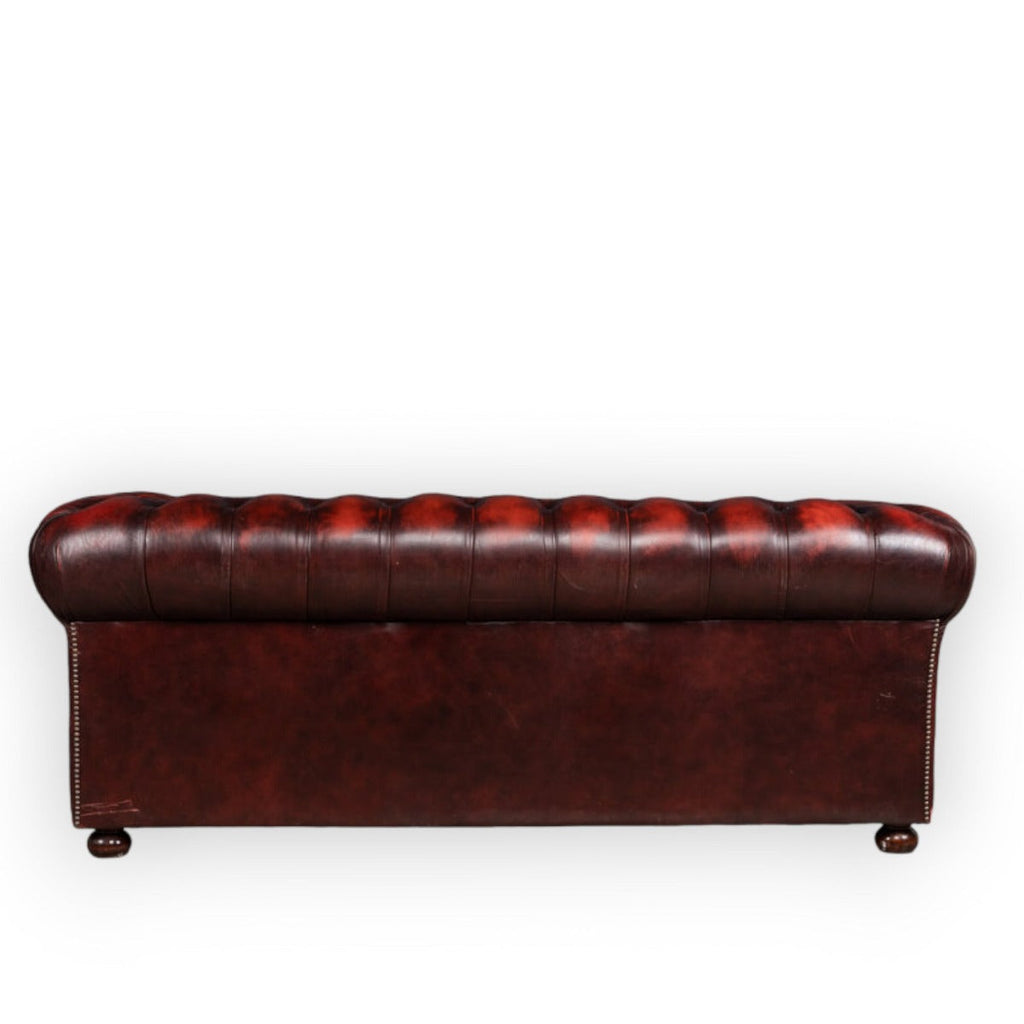 Nismaaya Camira Chesterfield Handmade 3 Seater Antique Light Rust Leather