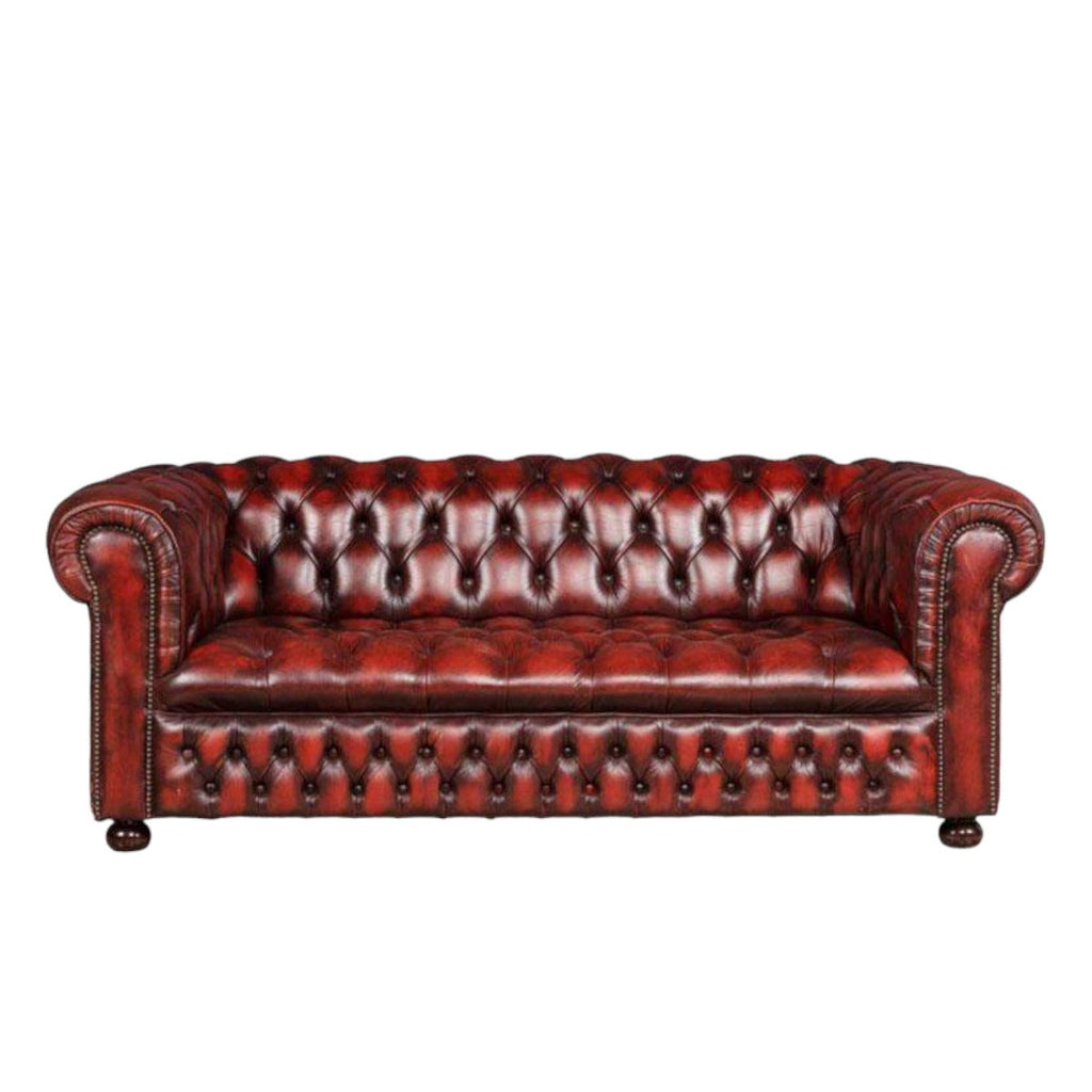 Nismaaya Camira Chesterfield Handmade 3 Seater Antique Light Rust Leather