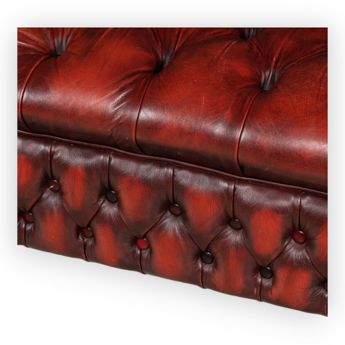 Nismaaya Camira Chesterfield Handmade 3 Seater Antique Light Rust Leather