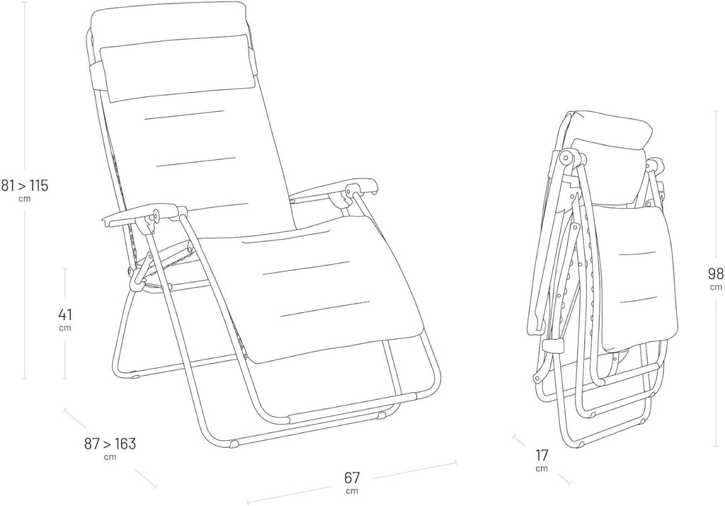 Lafuma Fauteuil Relax matelassé Zéro Gravité - RSX Clip, Acier