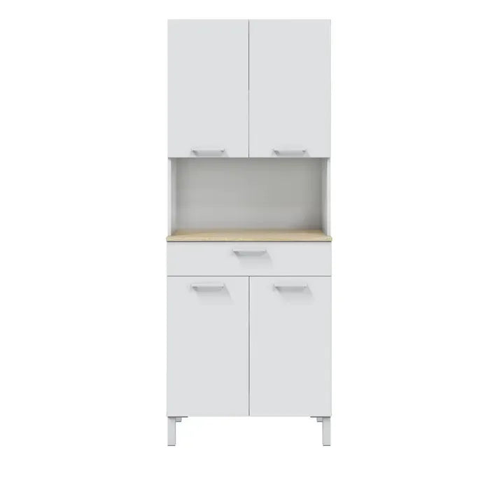Buffet Meuble Cuisine 4 Portes Tiroir Coloris Blanc Artic Chêne Canadien. Buffet de cuisine
