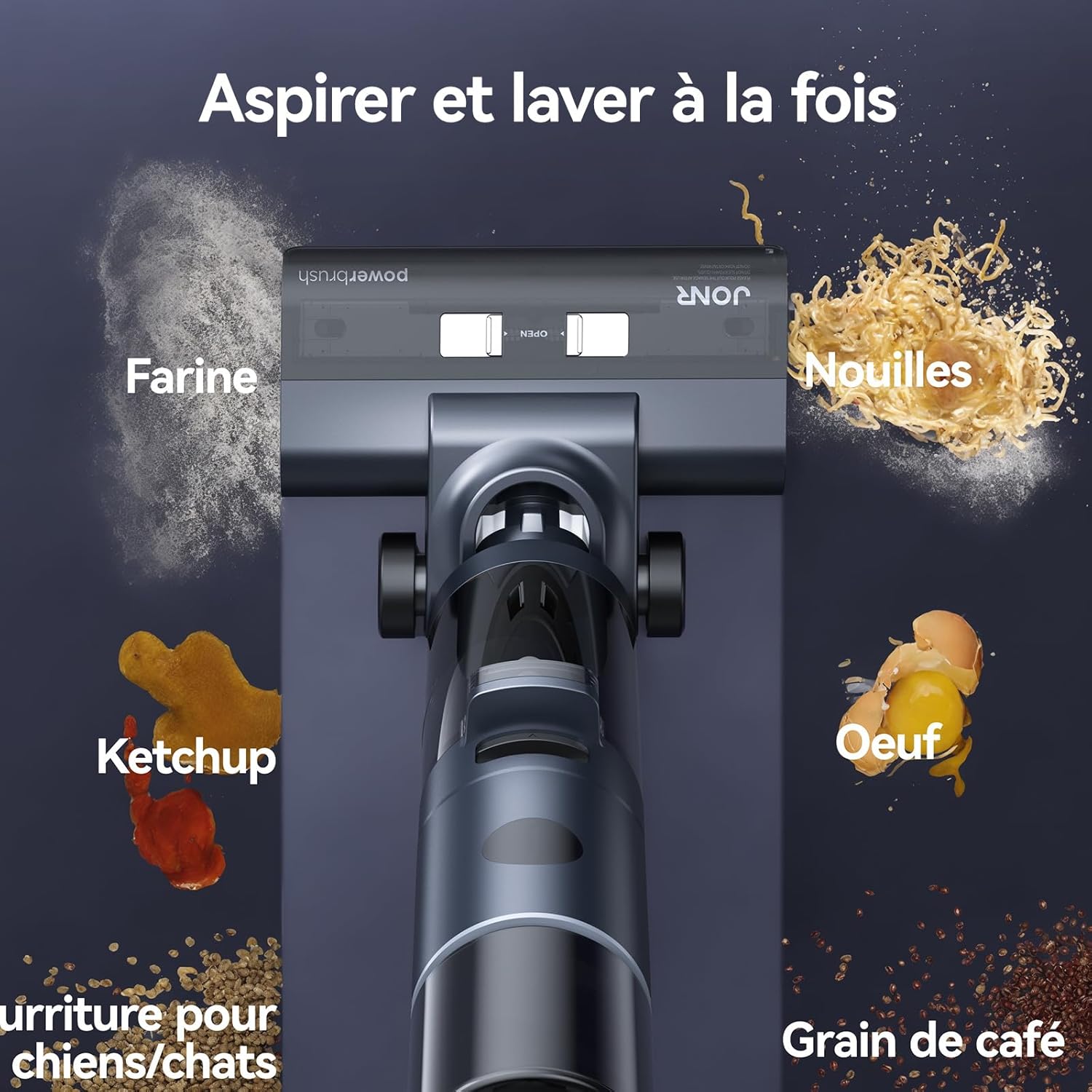 JONR ED12 Pro Aspirateur Laveur sans Fil, Nettoyage à Trois tranchants, Balai aspirateur Laveur 3 en 1, Auto-Nettoyage à l'eau Chaude, Séchage à l'Air Chaud pour Sols Durs et Poils d'animaux