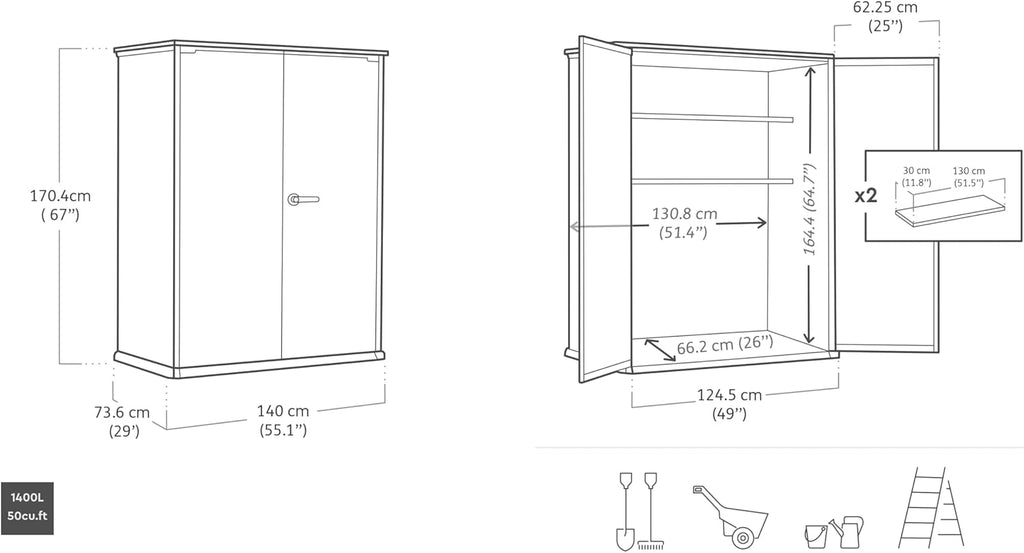 KETER Armoire extérieure HIGHSTORE Plus Gris - 1400 litres