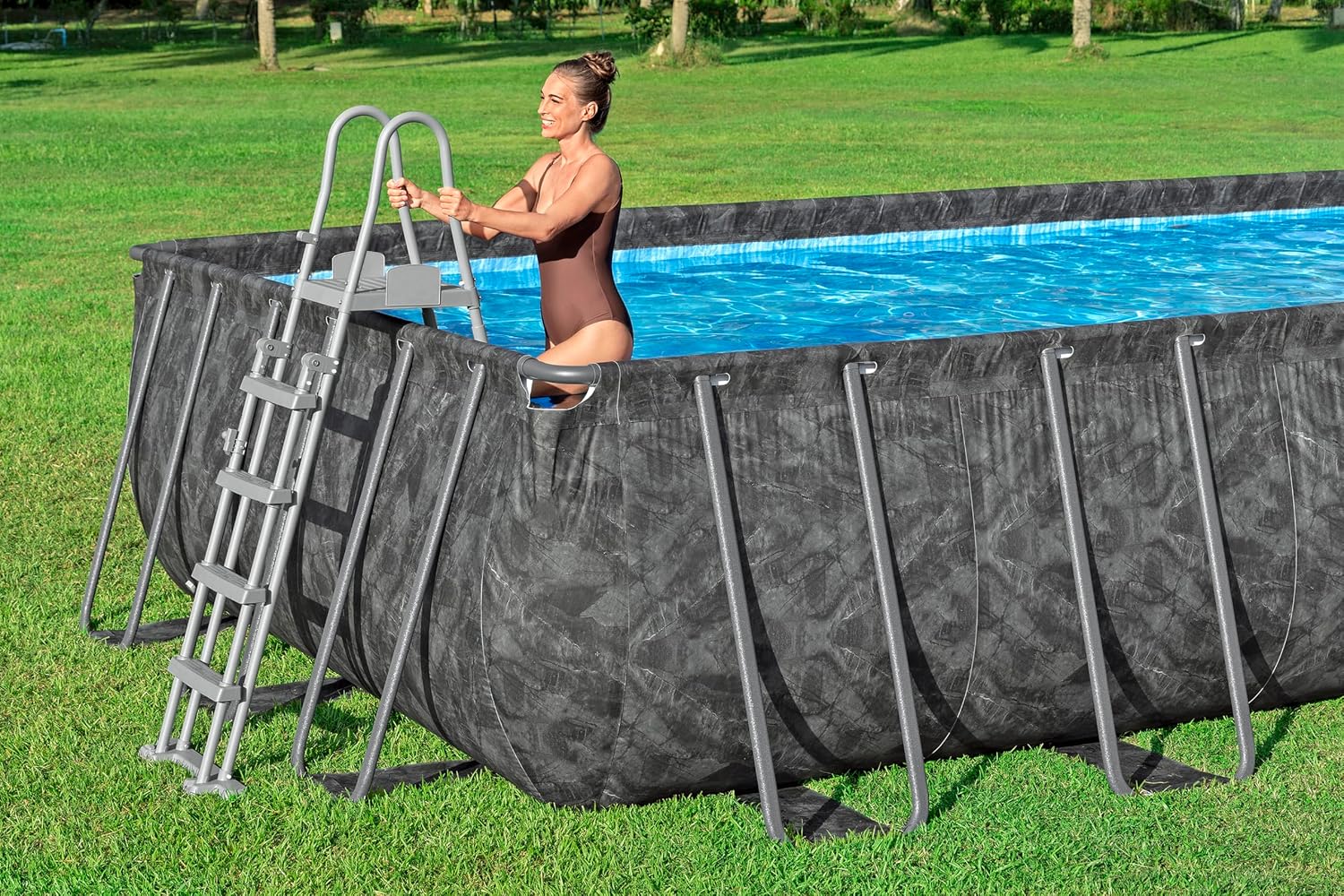Bestway Kit Piscine Hors Sol rectangulaire APX 365-549 cm x 274 cm x 132 cm - Gris foncé