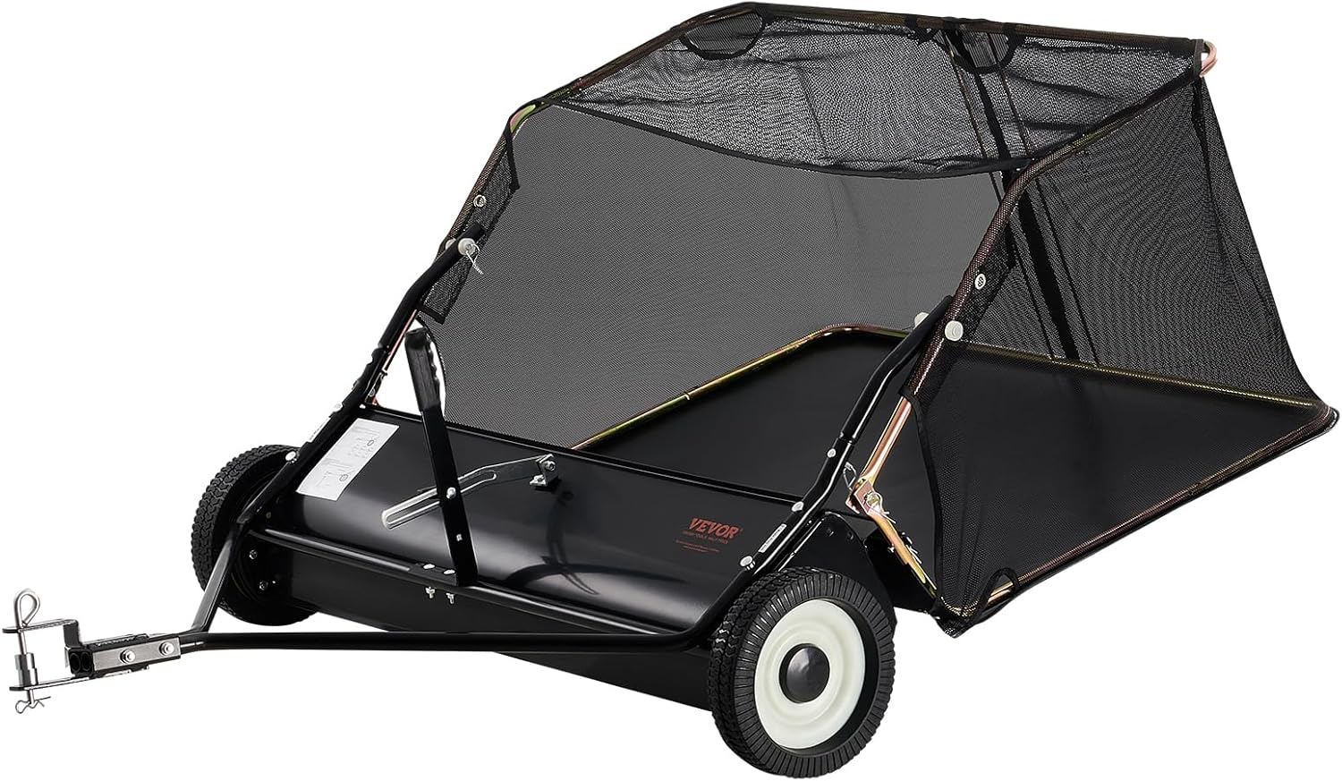 VEVOR Balayeuse à Gazon à tracter, 400 L, Grand Balai ramasseur de Feuilles et d'herbe Robuste, 106,6 cm, Conception de Corde de déversement, Hauteur de Balayage réglable pour ramasser débris, Herbe