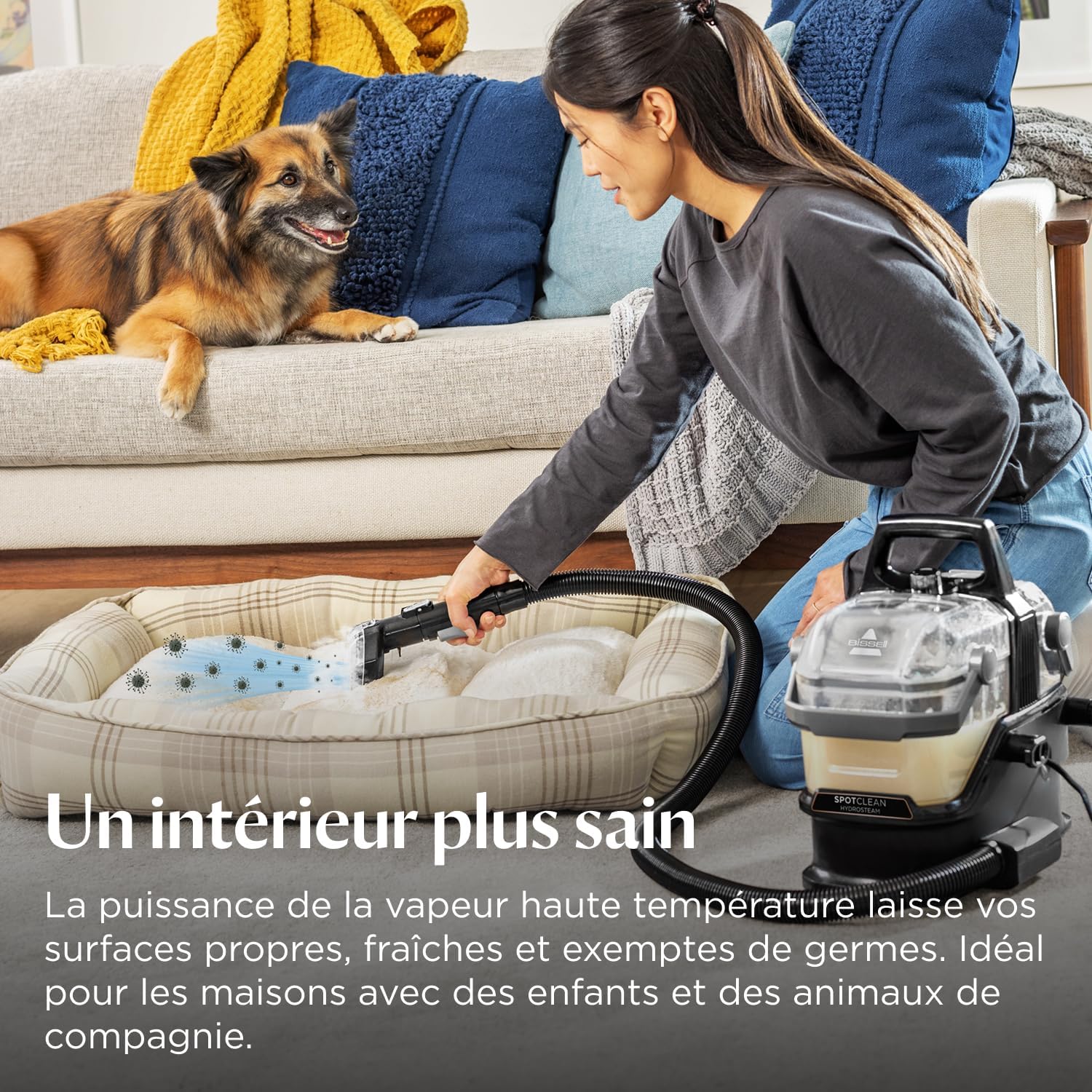 SpotClean HydroSteam, Shampouineuse Canapé, Moteur Puissant de 1000W, Nettoyeur Vapeur avec Technologie HydroSteam, Nettoyeur pour Tapis, Moquettes, Meubles, Tissus, Voiture & Plus, 3689N