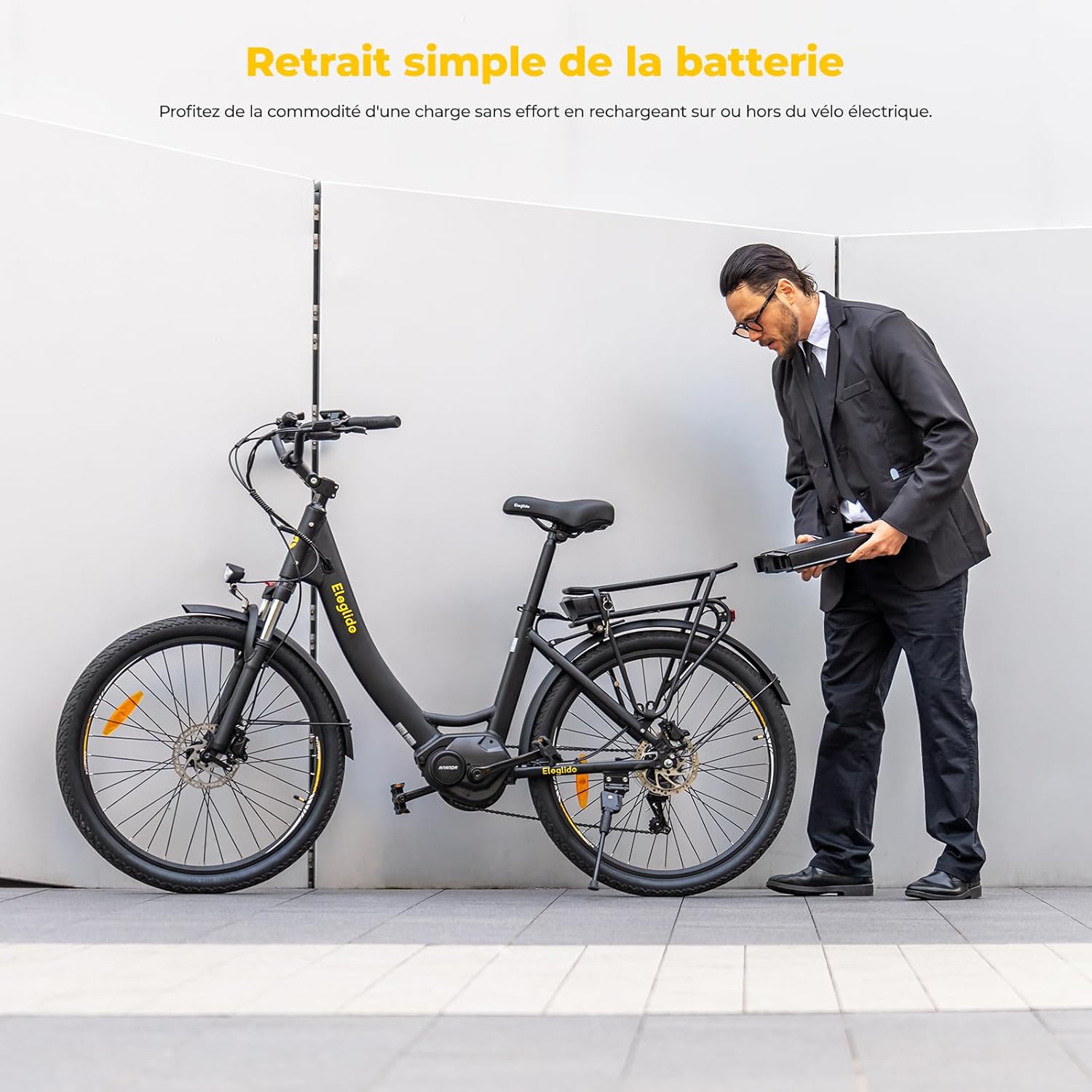 Eleglide C2 Vélo Électrique Adulte, 100Km Autonomie, Batterie Amovible, Freins Hydrauliques, Suspension Avant, 7 Vitesses, Vélo électrique à Moteur Central, Confortable pour Ville/Trekking