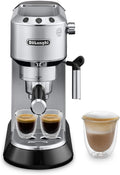 De'Longhi Dedica Espresso Machine, Coffee and Cappucino Maker with Milk Frother, Metal / Stainless, Compact Design 6 in Wide, Fit Mug Up to 5 in, EC680M