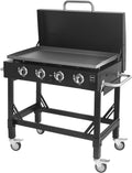 METRO PROFESSIONAL Barbecue Plancha à Gaz avec 4 Brûleurs Dayton, Acier Inoxydable, 14.8 kW, Allumage par Impulsion, 4 roulettes Pivotantes, Pliable, Noir
