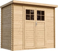 TIMBELA M310F+M310G Abri de Jardin en Bois avec Sol TRAITÉ - Porte verrouillable de Haute qualité- Stockage extérieur l239xL144xH200cm/2.63 m2 - Petit abri à Outils, Local à vélos - Toit imperméable