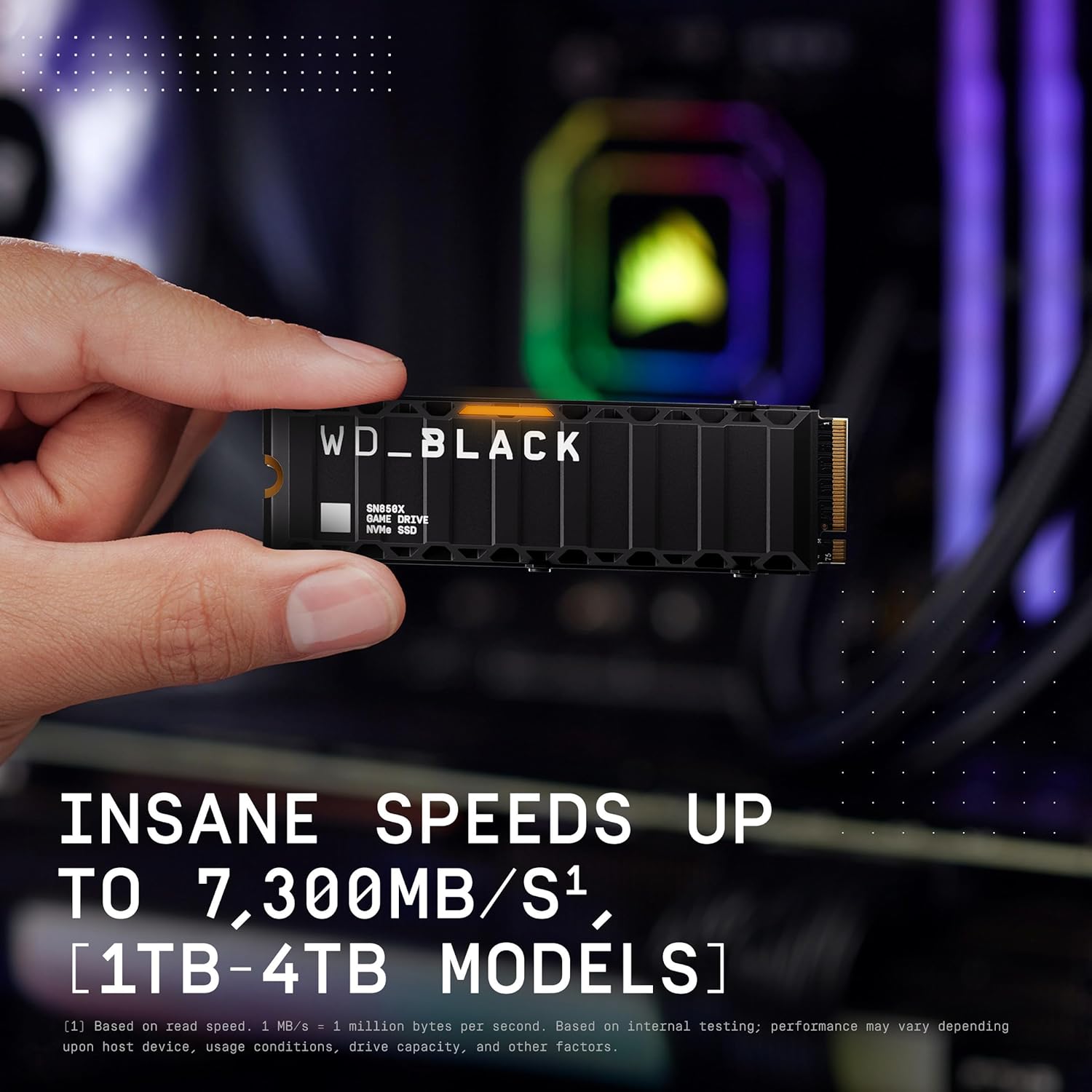 WD_Black SN850X SSD 4 to, Disque SSD Interne avec dissipateur Thermique, Gaming SSD, Haute Performance Disque de Jeu, Lecture jusqu'à 7300 Mo/s, écriture jusqu'à 6,600 Mo/s, PCIe Gen 4.0 NVMe, Noir