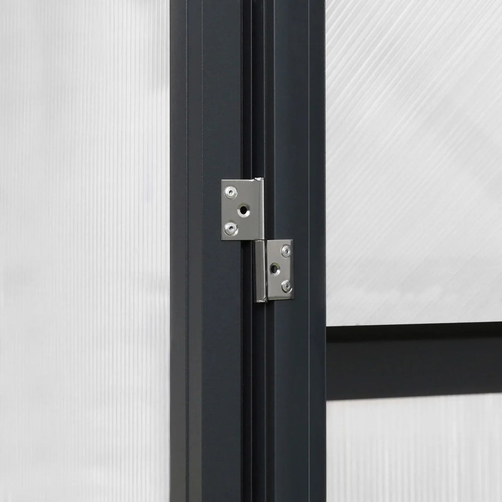 Serre de jardin aluminium VEIKOUS avec évent de toit réglable et porte verrouillable Grise