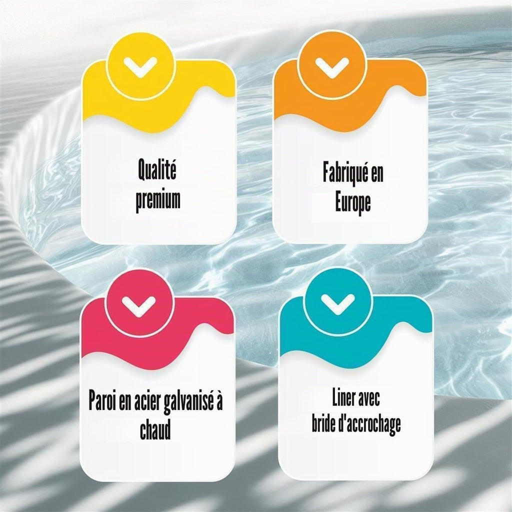 Piscine Set ovale mural en acier inoxydable (5,25 m x 3,20 m x 1,20 m), fabriqué en Europe, avec conducteur en acier inoxydable pour profondes