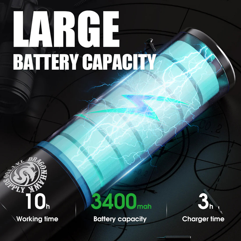 Kit de Máquina de Tatuaje Inalámbrica Dragonhawk X9 con Motor Mcore-L1 – Horas de Trabajo Extremadamente Largas