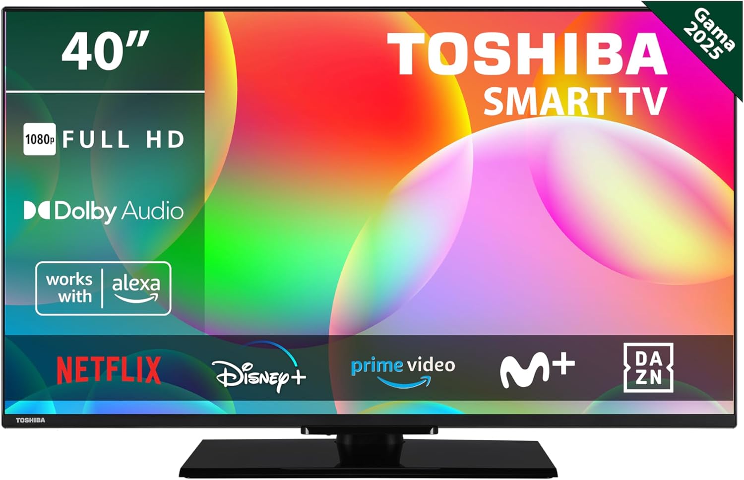 Toshiba 40LV3563DG Smart TV de 40", avec résolution Full HD (1920 x 1080), HDR, socle central, compatible avec Alexa, WiFi