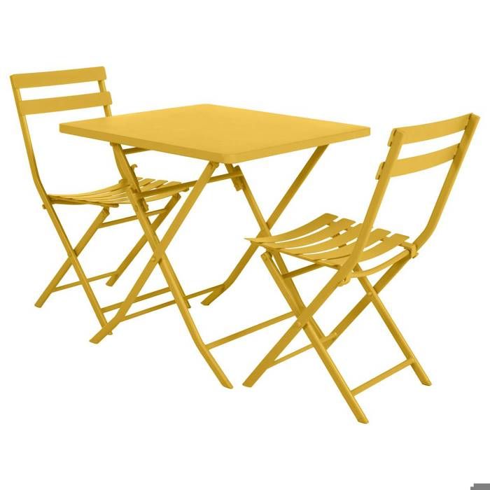 Table de jardin pliante carrée "Greensboro" pétrole 2 places en acier traité époxy - Hespéride