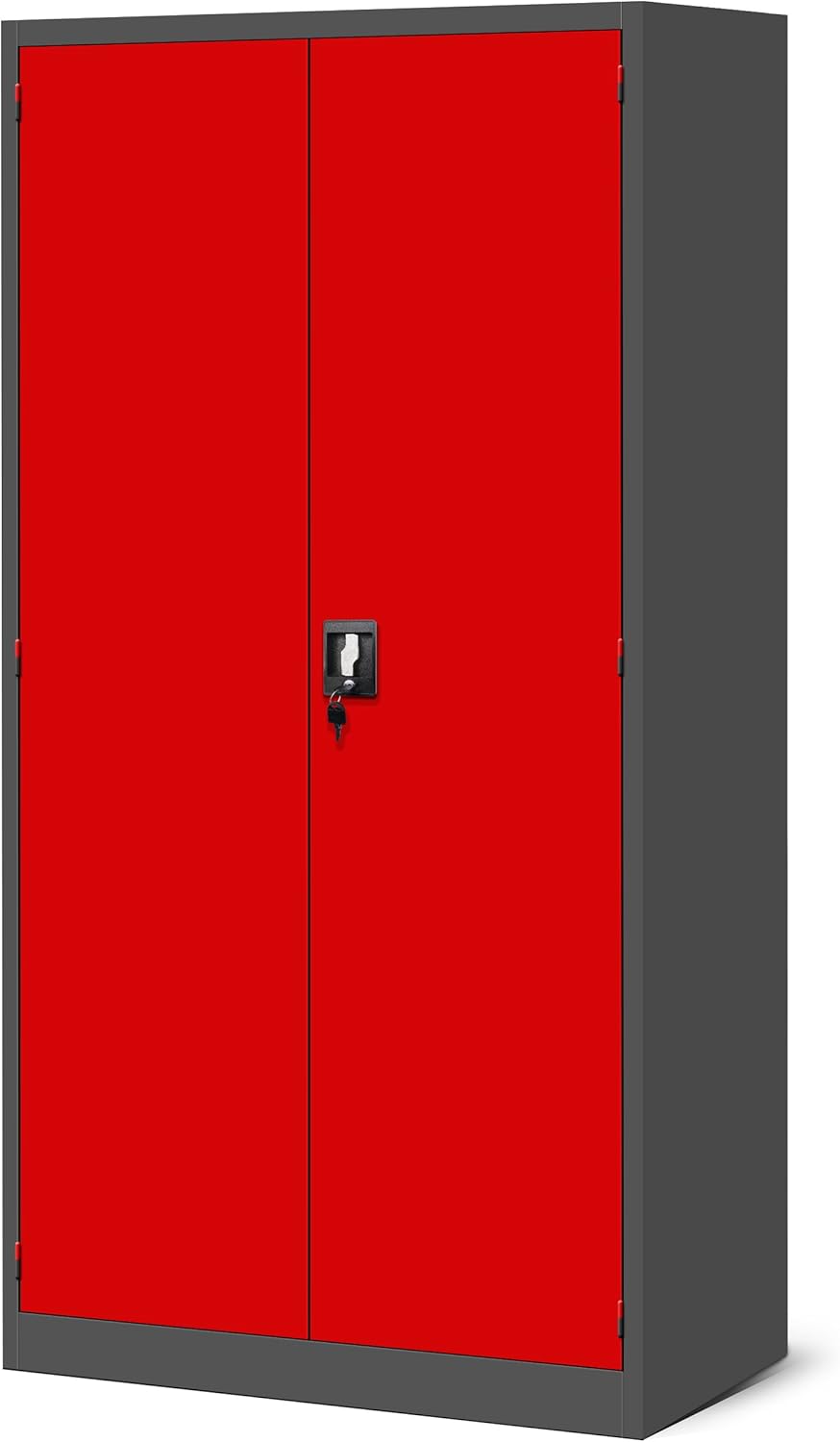 Jan Nowak Armoire à Outils TC02AM Armoire Meuble d'atelier avec 2 Tiroirs Portes battantes 3 étagères Peinture en Poudre 185 cm x 92 cm x 50 cm Anthracite-Rouge