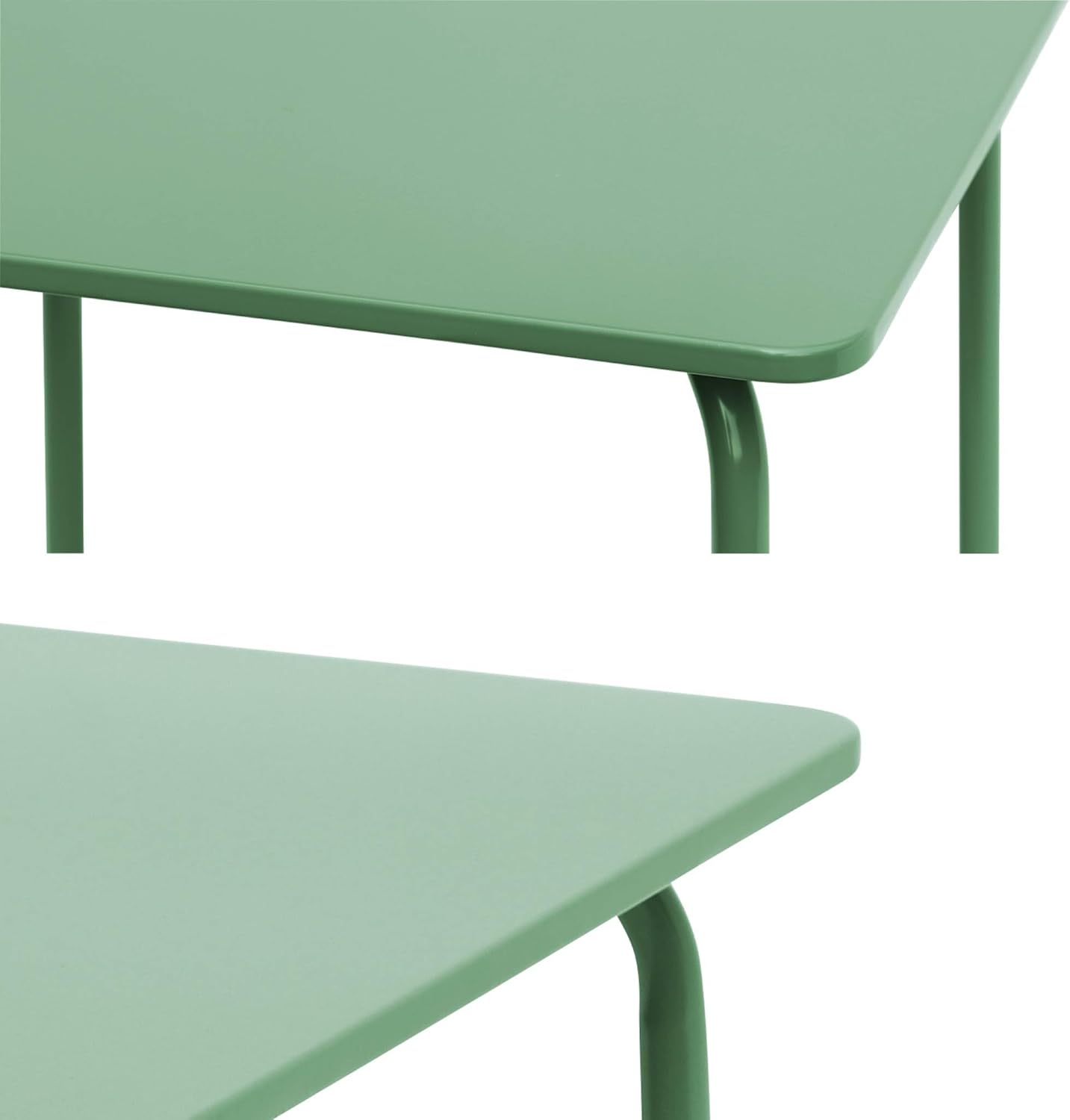 sweeek - Table de Jardin Enfant métal + 2 assises Vert de Gris Anna. 48x48cm