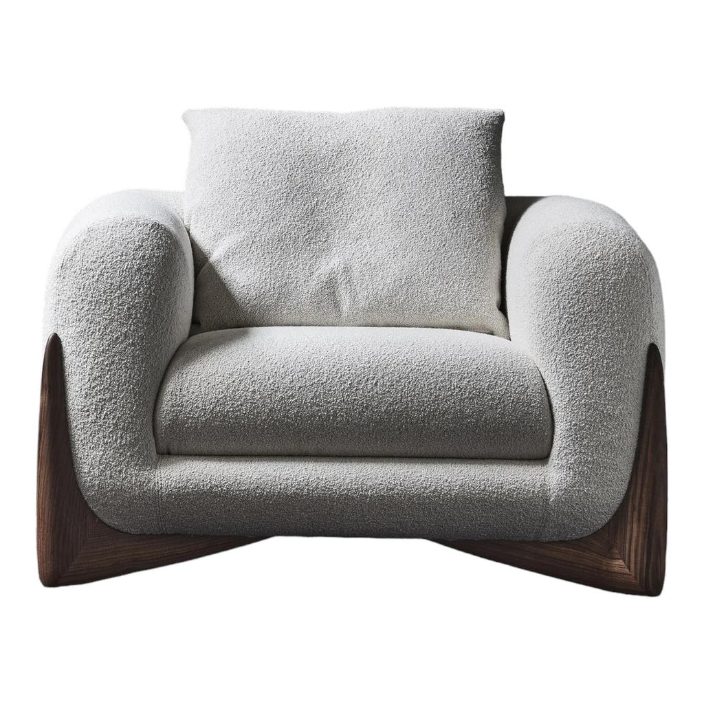 EDER 1 SEATER BOUCLE & WALNUT WOOD SOFA