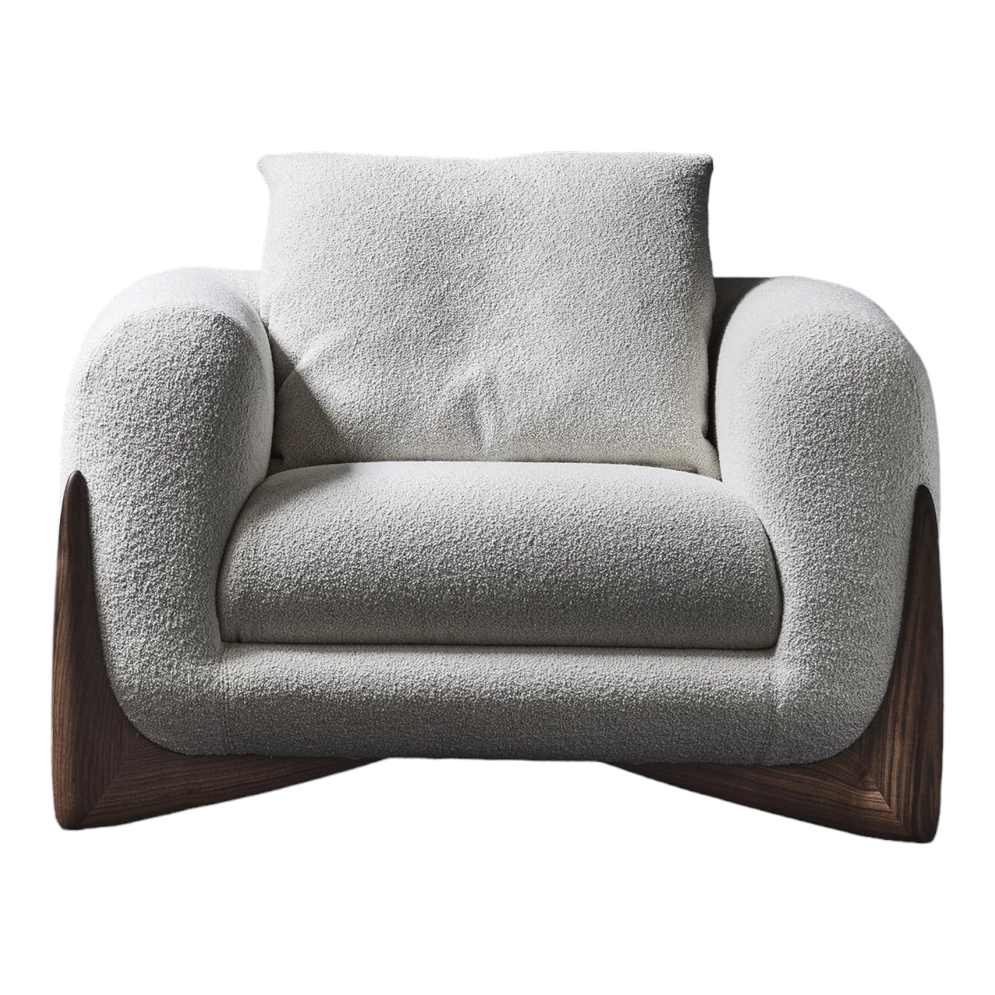 EDER 1 SEATER BOUCLE & WALNUT WOOD SOFA