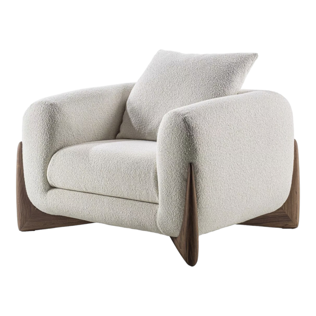EDER 1 SEATER BOUCLE & WALNUT WOOD SOFA