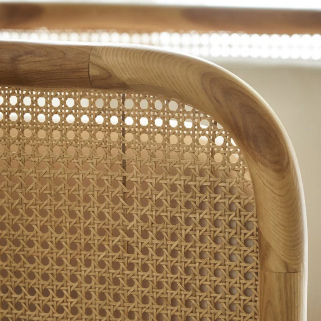 Ehan Solid Ash Wood & Rattan 1 Seater Sofa