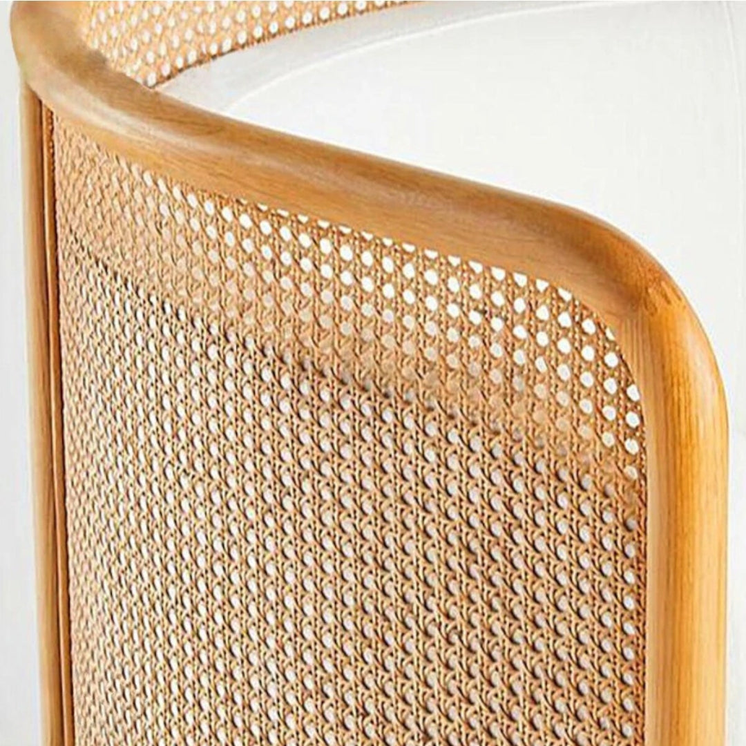 Ehan Solid Ash Wood & Rattan 1 Seater Sofa